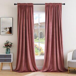 MIULEE Dusty Rose Pink Velvet Curtains Thermal Insulated Room Darkening Drapes